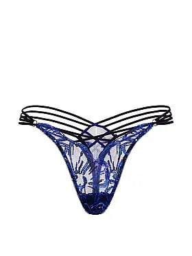 Party Floral Sequin Embroidery Thong Panty