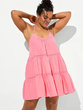 Beachwear Cotton Gauze Tiered Mini Dress