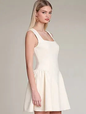 Sculpted Flounce Mini Dress