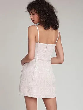 Sequin Embroidered Chiffon Mini Dress