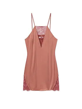 Washable Silk Lace Plunge Mini Dress