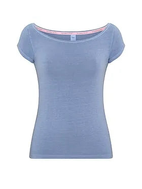 Stretch Cotton Fitted Boatneck Tee