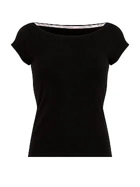 Stretch Cotton Fitted Boatneck Tee