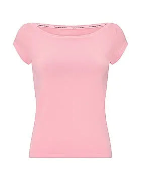 Stretch Cotton Fitted Boatneck Tee