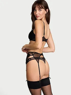 Pop Floral Embroidery Garter Belt