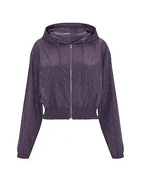 Logo Jacquard Smocked Hooded Jacket