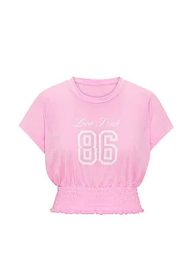 Goal-Getter Mesh Smocked-Hem Tee
