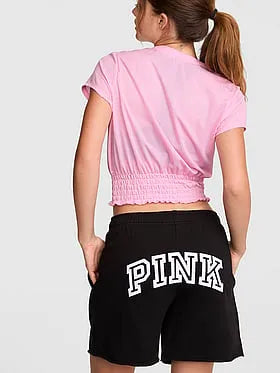 Goal-Getter Mesh Smocked-Hem Tee