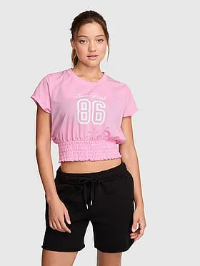 Goal-Getter Mesh Smocked-Hem Tee