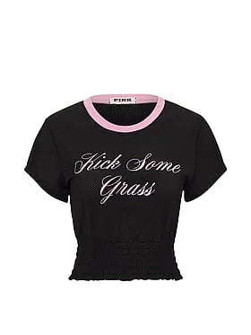 Goal-Getter Mesh Smocked-Hem Tee