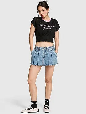 Goal-Getter Mesh Smocked-Hem Tee