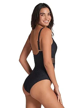 One-Piece Slimming Swimsuit With Sheer Cutouts