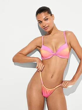 Adjustable Ruched Thong Bikini Bottom