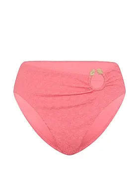 Beach Hoops Textured Jacquard High-Waist Full-Coverage Bikini Bottom