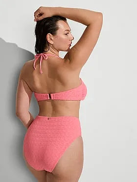 Beach Hoops Textured Jacquard High-Waist Full-Coverage Bikini Bottom