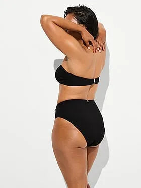 Beach Hoops Textured Jacquard High-Waist Full-Coverage Bikini Bottom