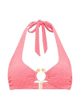 Beach Hoops Textured Jacquard Halter Bikini Top