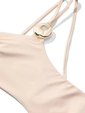 Hammered Hardware One-Shoulder Bandeau Bikini Top