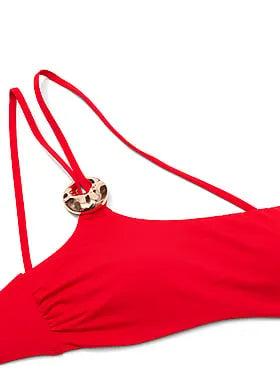 Hammered Hardware One-Shoulder Bandeau Bikini Top