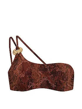 Hammered Hardware One-Shoulder Bandeau Bikini Top