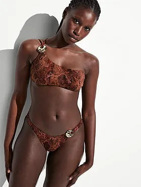 Hammered Hardware One-Shoulder Bandeau Bikini Top