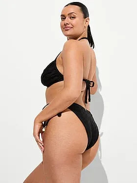 Eyelet Side-Tie Brazilian Bikini Bottom
