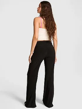 Night-Out Stretchy Knit Ruched Flare Pants