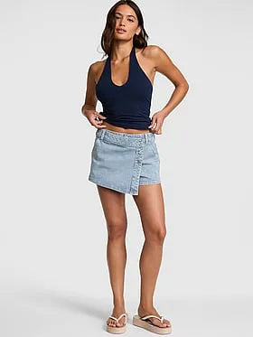 Mini Jean Wrap Skort