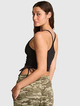 PINK Relayâ¢ Side-Ruched Cropped Bra Tank