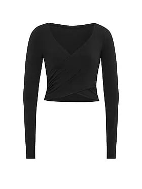 PINK Relayâ¢ Long-Sleeve Cropped Wrap Top