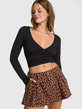 PINK Relayâ¢ Long-Sleeve Cropped Wrap Top