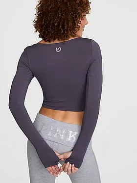 PINK Relayâ¢ Long-Sleeve Cropped Wrap Top