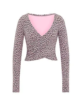 PINK Relayâ¢ Long-Sleeve Cropped Wrap Top