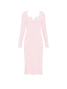 All-Day Soft Rib Long-Sleeve Midi Dress