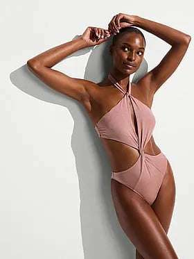 Shimmer Halter Monokini One-Piece Swimsuit