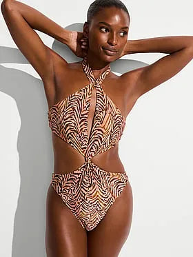 Shimmer Halter Monokini One-Piece Swimsuit