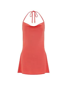 Beachwear Shimmer Cowl-Neck Mini Dress