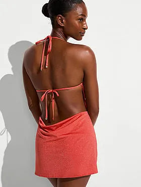 Beachwear Shimmer Cowl-Neck Mini Dress