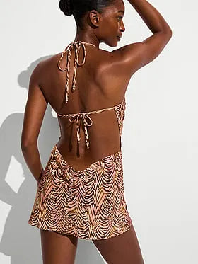 Beachwear Shimmer Cowl-Neck Mini Dress