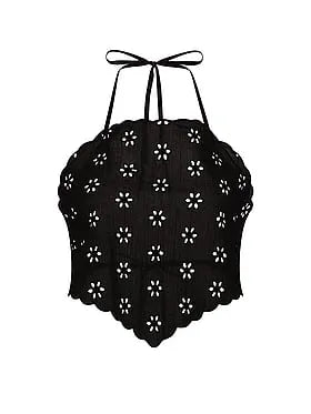 Beachwear Eyelet Handkerchief Halter Top