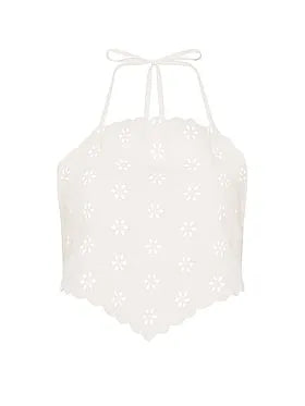 Beachwear Eyelet Handkerchief Halter Top