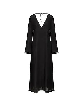 Beachwear Sheer Crinkle Plunge Caftan