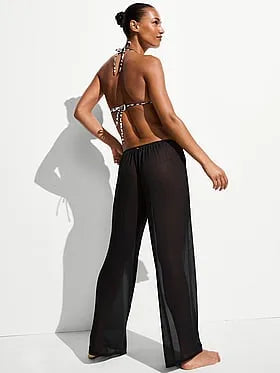 Beachwear Sheer Crinkle Wide-Leg Pant