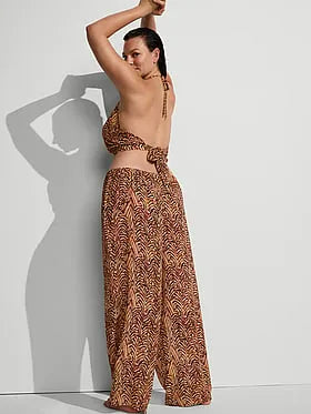 Beachwear Sheer Crinkle Wide-Leg Pant