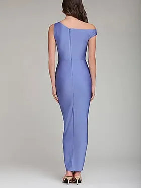 Asymmetric Twist Front Midi Dress