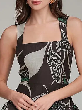 Paisley Square Neck Mini Dress