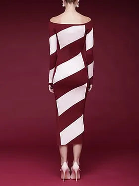 Off-The-Shoulder Midi Sweater Dress