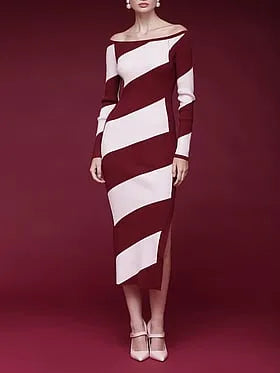 Off-The-Shoulder Midi Sweater Dress