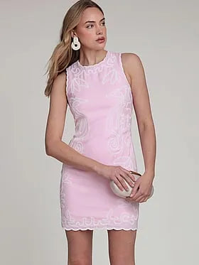 Embroidered Crepe Mini Dress