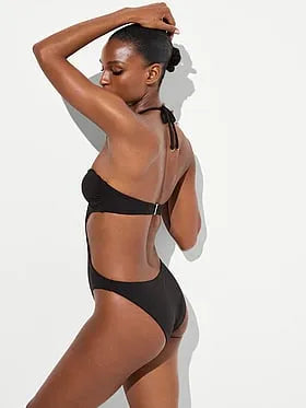 Hammered Hardware Cut-Out Halter One-Piece Swimsuit